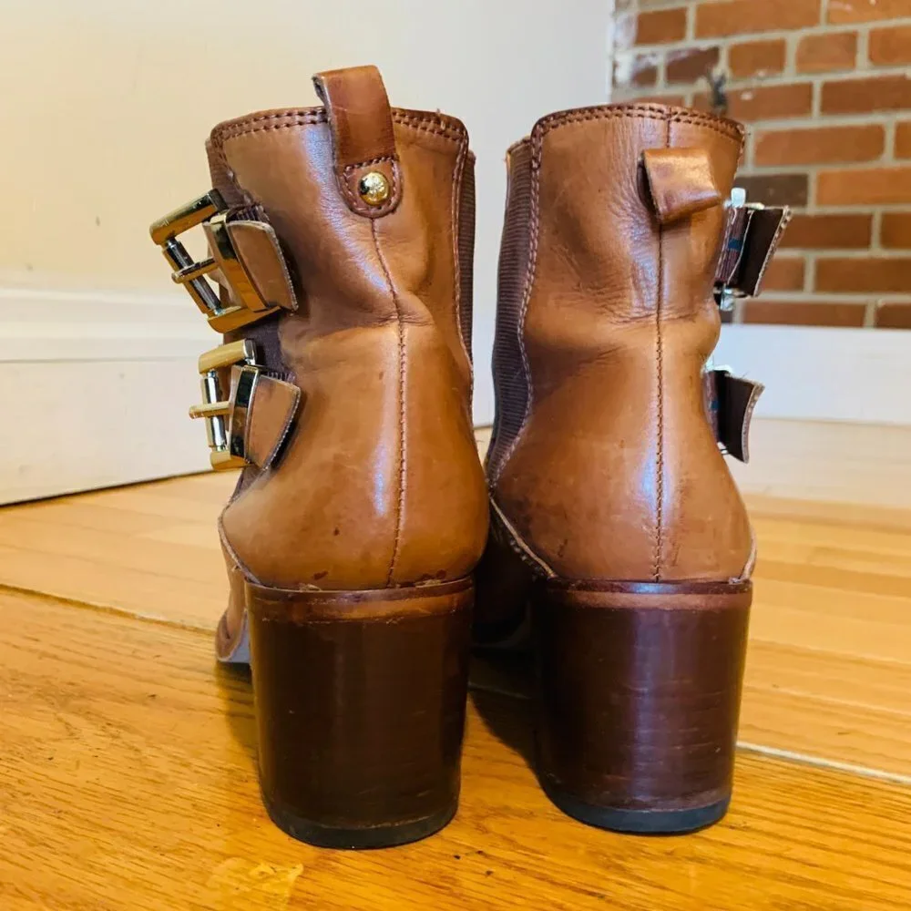 Sam Edelman Women's Ankle Boots Size 6.5 Leather Tan/Brown